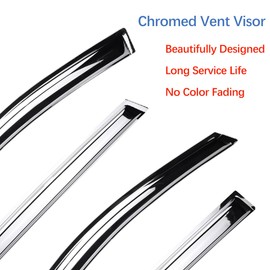 STARTSHIP Chrome Side Window Visors Wind Vent Deflector for 02-08 Dodge Ram 1500,03-09 Ram 2500/3500 Quad Cab with 2 Half Size Rear Doors,4pcs Outside Mount Tape-On Chrome Sun Rain Guards Set 94623Y