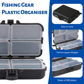 Pack of 2 Tackle Box, Double Compartment, Waterproof and Durable, Fishing Accessory Storage Box, Independent Storage, Suitable for Storing Fishing Accessories (Black)