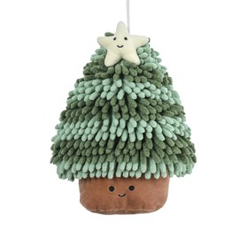 Tyrafry - Toalla de mano de felpilla de Navidad, adorable forma de árbol de Navidad, toalla de mano decorativa ultra suave, absorbente, para colgar o exhibir, 7.9 x 9.8 pulgadas, verde
