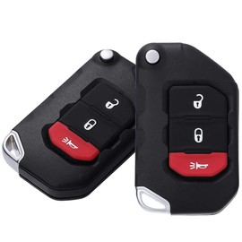 KEYALL 2 Pack 3 Buttons Remote Control Car Key Fob 2018-2019 Fit for Jeep Wrangler 2.0L,2018-2019 Fit for Jeep Wrangler 3.6L OHT1130261,68416782AA