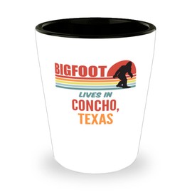 Bigfoot, Bigfoot Lives In Concho Texas Alcohol Shot Glass 1.5oz