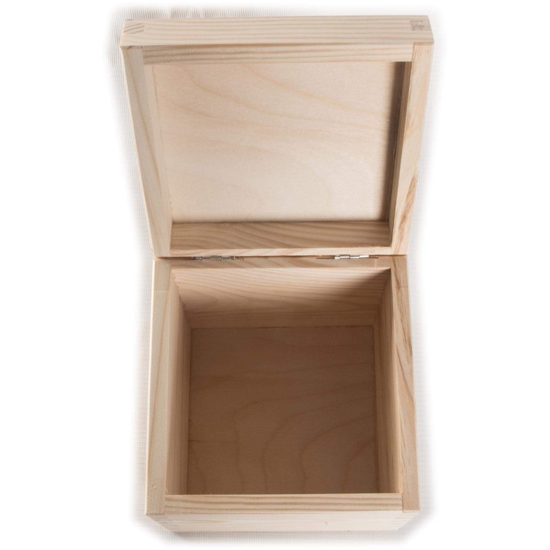 Small Square Cube Wooden Box with Lid | 13 x