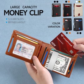 MaRowsm Men's Slim Wallet Card Holder Money Clip, solid white