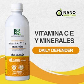 Vitamina C, Vitamina E y Minerales con Extracto de Hoja de Olivo | Suplemento de Fácil Absorción 480 Ml | Nanotecnología Liposomal | Nano Nutrition by