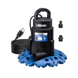 CrestWave 1/3HP Auto Pool Cover Pump, 2950GPH Submersible Sump – Fast Draining | Clog-Resistant Dual Filter for Leaves, for In/Above Ground Pools, Hot Tubs, Basements | 25ft UL Cord, 3/4" GHT Adapters