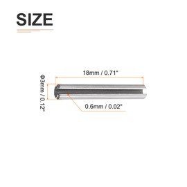DTGN 3mmx18mm(DxL) Slotted Spring Pin - 50Pack - Good for Home Machine Fastener - 304 Stainless Steel Spring Dowel Tension Roll Pin - Silver