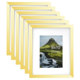 THCASITO Picture Frames 8x10 Gold Photo Frames Display 5x7 Pictures with Mat for Desk or Wall Decor, set of 6