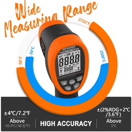 AIOMEST High Temperature Infrared Thermometer, AI-1500 Non-Contact Digital IR Pyrometer Handheld Temp Gun for HVAC Cooking Kilning Casting -58~2732℉ (NOT for Human Temp)