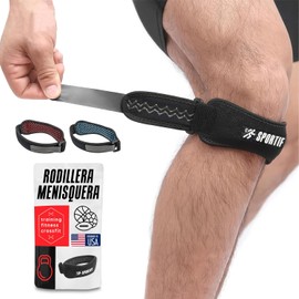 SPORTIFY Correa Meñisquera Rodillera de Soporte para Rótula con Alma de Gel de Silicón (1 pieza) para Aliviar el Dolor de Rodilla. Util en Senderismo Soccer Basketball Correr Tenis Tendonitis y Todo Tipo de Ejercicio que Involucre el Dolor de Rodilla Mate