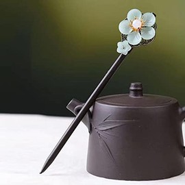 Stylish Wooden Hair Sticks for Hair Making Accessories, Vintage Retro Flower Hairpins for Women Long Hair (Green, One Size)