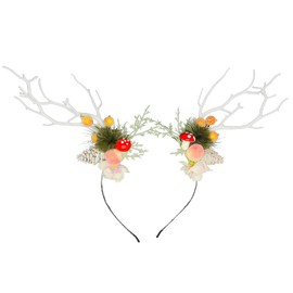 Kimglurs Christmas Girls Headpiece Handmade Headpiece for Party Snowman Antlers Headband for Children Adults (White Antlers)
