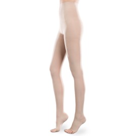 Sheer Ease Women's Open-Toe Support Pantyhose - 30-40mmHg Firm Compression Nylons (Natural, Small Short)