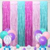 22Pcs Cute Dollhouse Party Decorations, Purple Pink 3.3x8.2ft Tinsel Foil