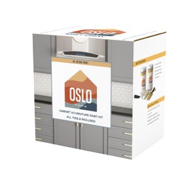Oslo Home All-In-One 7 Piece Paint Makeover Kit, (Light Grey) Mist Gray, 64oz, ‎Satin, for Cabinets and Furniture