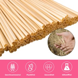 Bahan alamy Pack of 300 Wheat Straws, 20 cm Wheat Drinking Straws, 100% Biodegradable Drinking Straws, Natural Craft Straw, 100% Natural, BPA Free