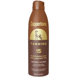 Coppertone Tanning Sunscreen Spray, Water Resistant Spray Sunscreen SPF 15, Broad Spectrum SPF 15 Sunscreen, 5.5 Fl Oz (Pack of 1)