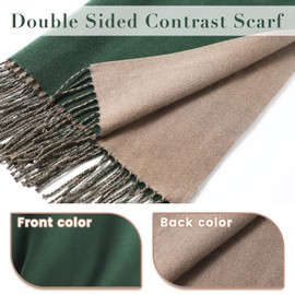 maamgic Womens Cashmere Feel Scarf Large Pashmina Shawls and Wraps Light Blanket Scarf for Evening Dress Warm Daily Travel Office Khaki and Dark Green