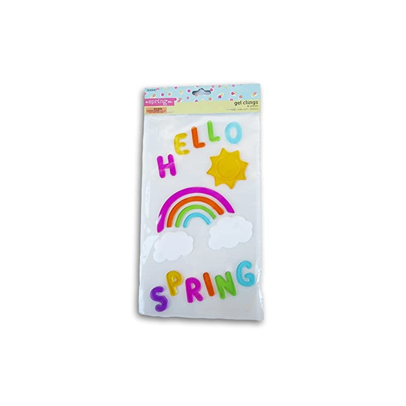 Holiday Decor 'Hello Spring' Rainbow and Sunshine Gel Window Clings