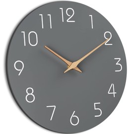 Mosewa Wall Clock 12 Inch Silent Non-Ticking Wall Clocks Battery Operated - Modern Simple Wooden Clock Decorative for Kitchen,Home,Bedrooms,Bathroom,Office,Living Room(Grey)
