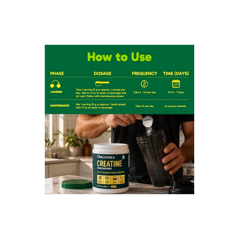 Organika Creatina Monohidratada Micronizada Alta Pureza Sin Sabor 500 g
