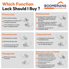 Entry w/Clutch Function - ADA Commercial Door Lever Lock - Boomerang Hdwe Heavy-Duty Locking Door Handle, Cylindrical Lever Lock, Non-Handed Grade 2, Satin Chrome (US26D), Entrance/Keylock w/Clutch