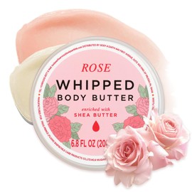 Princess Belle Rose Whipped Shea Body Butter, Body Moisturizer for Dry Skin, Mens and Womens Body Care, Leaves Skin Feeling Moisturized and Soft-200ml(6.8 floz)
