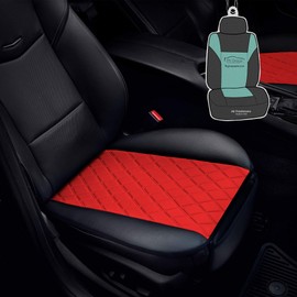 FH Group FB210102 Faux Leather/NeoSupreme Seat Cushion Pad with Front Pocket (Red) Front Set with Gift – Universal Fit for Cars Trucks & SUVs