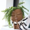 Girl Head Flowerpot Fadeless Durable Resin Face Planter Decorative Succulent