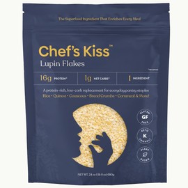 Chef’s Kiss Lupin Flakes | 16g Protein, 1g Net Carbs, 15g Fiber | Gluten Free, Low Glycemic, Low Carb | Rice, Couscous, Cornmeal, Breadcrumb Alternative | High Protein, Keto |17 Servings, (24oz)