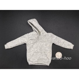 Custom made 1/6 scale Light GREY Hoodie for 12" MALE Action Figure Doll
