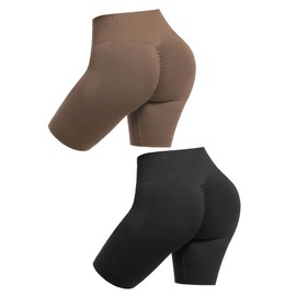 Shapewear Legging High Waist Butt Lift Sculpting Tummy Control Panty for Women Thigh Slimmers, Black& Brown Shorts,2 Pack, Medium