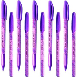 10 x Papermate Inkjoy 100ST Ballpoint Pens | 1.0mm Medium Point Nib | Quick-Drying, Smudge-Free Ink | Purple - Loose in Plain Packaging