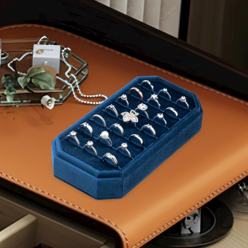 COWFEX Velvet Ring Organizer Display Tray Jewelry Box Organizer Ring