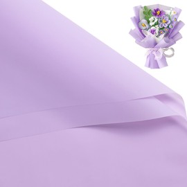 WRAPAHOLIC 20 Sheets Flower Wrapping Paper - 22.4 x 22.4 inch Pure Light Purple Water-Resistant Floral Bouquet Wrapping Paper, Florist Supplies Packaging Paper for Wedding Birthday Gift DIY