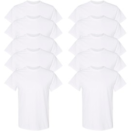Gildan Men's Heavy Cotton T-Shirt, Style G5000, Multipack, White (10-Pack), Large