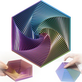 3D-Printed Fractal Fidget Hexagon,Fractal Fidget Hexagon,3D Printed Infinity Cube for Stress and Anxiety Fidget Toy,Infinity Cubes,Adult Office Visual Illusion fingertip Toys. (Tri Blue/Yellow/Red)