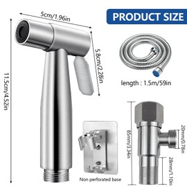 Set of 4 Bidet Hand Shower for Toilet Set, Stainless Steel Hand Shower Sink with Angle Valve 1/2 Inch and a G3/8 Inch Toilet Washing with Hose for Toilet Personal Hygiene