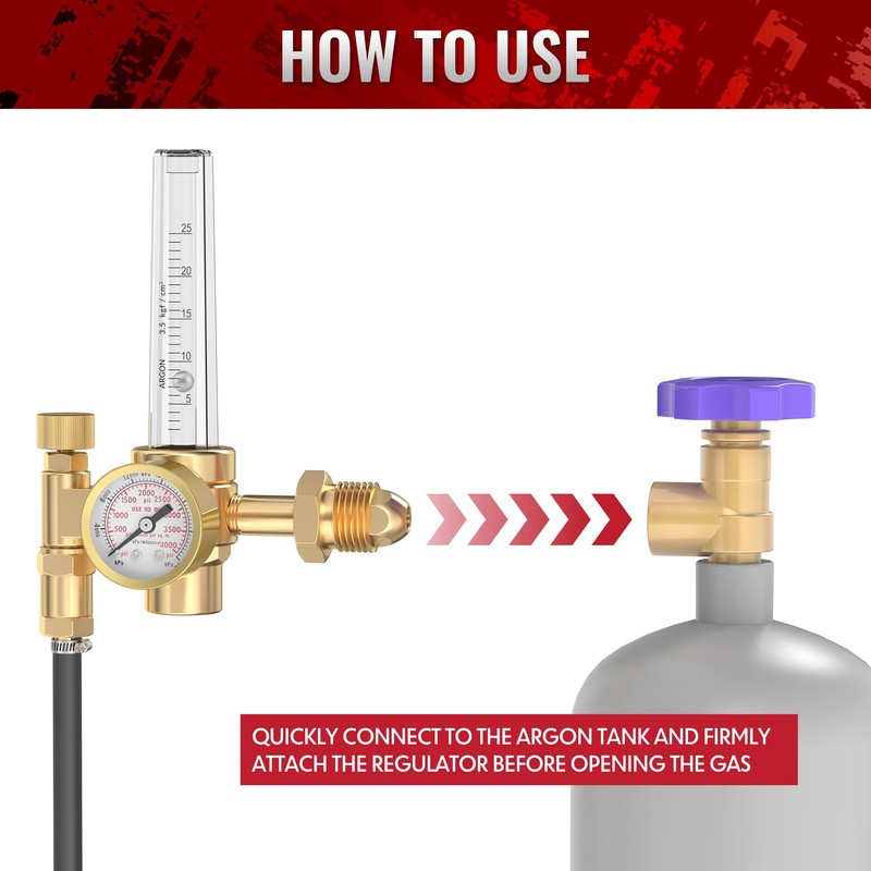 bestarc Argon CO2 Flow Meter Gas Regulator with 8.2FT Gas