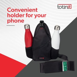 TOTINIT Trifecta Crossbody Sling Bag - Double Water Bottle Holder Hiking Backpack, RFID Shield Travel Bag and Passport Holder