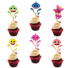 "Bby Shrk Cupcake Toppers – Cute Party Decorations for Bby Shrk-Themed Birthdays – Fun & Colorful Cake Toppers for Birthday Parties – Multicolor Set of 24"