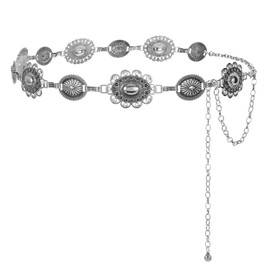 JASGOOD Western Metal Concho Chain Belt for Women Cowgirl Boho Waist Chain Country Concert Outfit for Dress