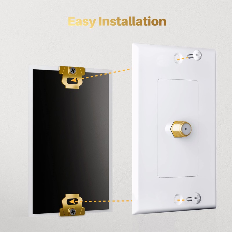 GearIT 4-Pack Coax/Coaxial F-Type Wall Plate, Single Gang for TV