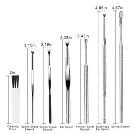 7 Pcs Ear Pick Earwax Removal Kit, BetyBedy Ear Cleansing Tool Set, Ear Curette Ear Wax Remover Tool with Cleaning Brush and Storage Box, Sliver