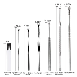 7 Pcs Ear Pick Earwax Removal Kit, BetyBedy Ear Cleansing Tool Set, Ear Curette Ear Wax Remover Tool with Cleaning Brush and Storage Box, Sliver