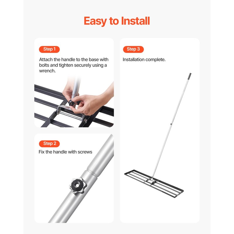 VEVOR Lawn Leveling Rake, Lawn Leveler with 83.9 in Handle,