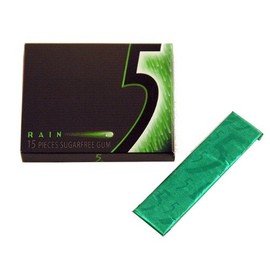 Wrigleys 5 GUM Rain - A Tinglings Spearmint Natural and Artificial Flavors Sugarfree GUM - 12 Fifteen - Pieces Packages (180 Pieces Rain GUM Total)