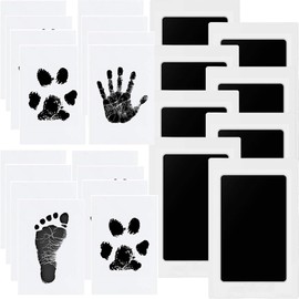 Baby Handprint and Footprint Set, 8 Pieces Baby Footprint Set, Baby Imprint Set for Newborns, Paw Print Set Dog, Paw Print Set Cat, Clean Touch Ink Pad for Baby Shower