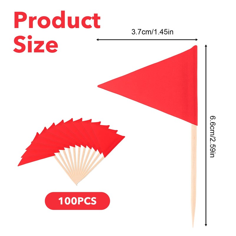 LXUEJIE 100 Pcs Red Solid Toothpick Flags, Golf Flag Toothpicks,