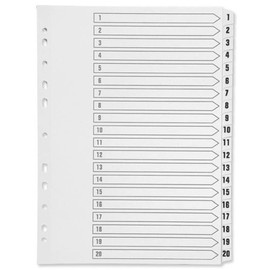 Q-Connect 1-20 Index Multi-Punched Reinforced Board Clear Tab A4 White KF01531