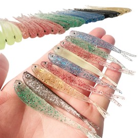 Selake Premium Soft Plastic Baits Tail-Wagging Set Specifically Designed for Trout, Perch&Bass, Suitable for Both Saltwater and Freshwater Fishing-Best Gift for Men (60PCSClippedSoftBait)